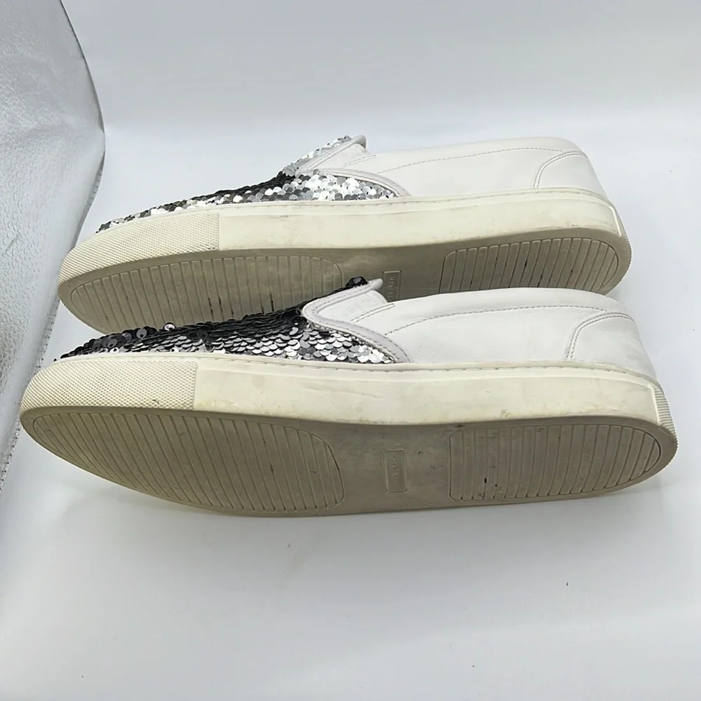 Tory Burch Carter Slip On Sneakers Loafers Shoes Sequins White Black Womens 10 - Picture 15 of 16
